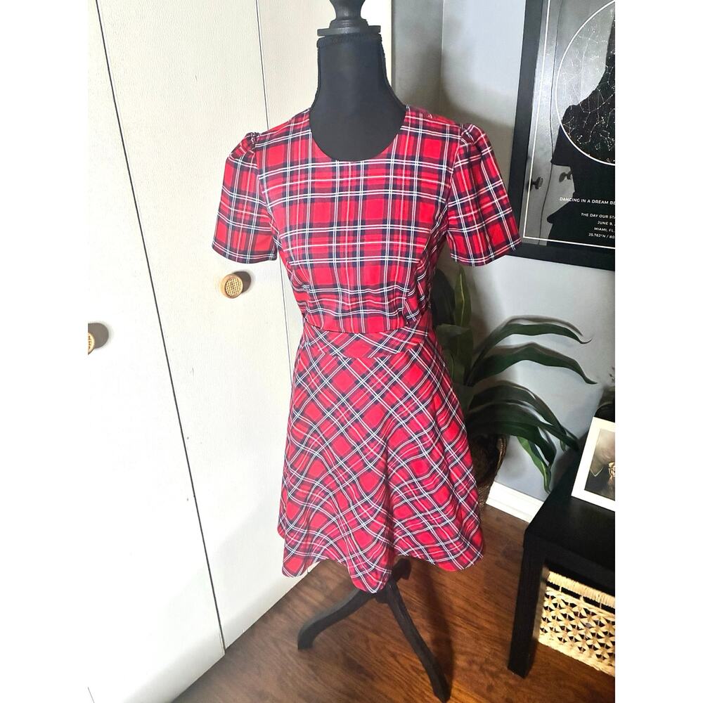 Draper James Red Plaid Fit & Flare Dress – Size 2